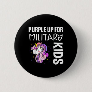 Badge Rond 5 Cm Cute Unicorn Purple Up Pour Les Enfants Militaires