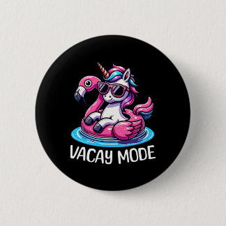 Badge Rond 5 Cm Cute Unicorn Vacay Mode Funny Family Vacation Kids