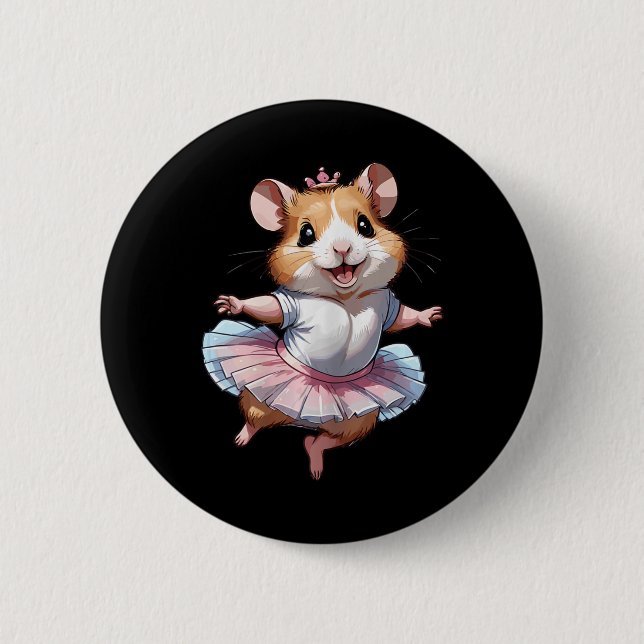 Badge Rond 5 Cm Cute Unique Et Moderne Hamster Ballet Et Ballerin (Devant)
