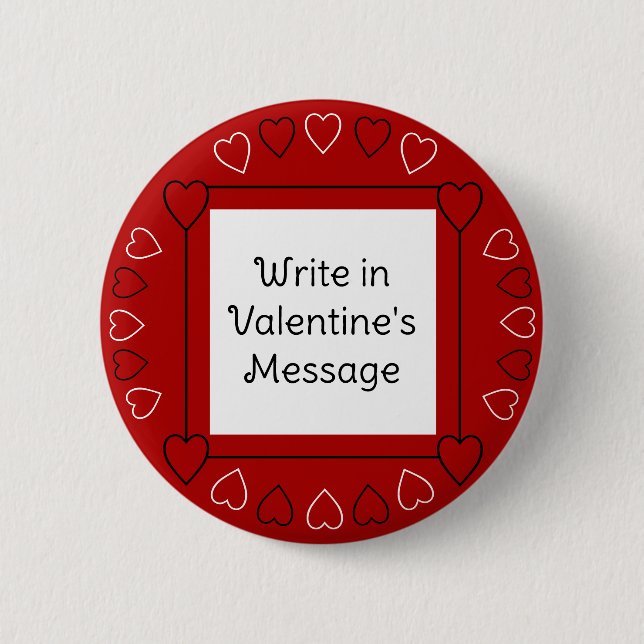 Badge Rond 5 Cm Cute Valentine's Day Hearts Ajouter un message au  (Devant)