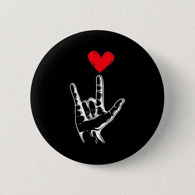 Badge Rond 5 Cm Cute Valentines Day I Love You Hand Sign Language  (Devant)