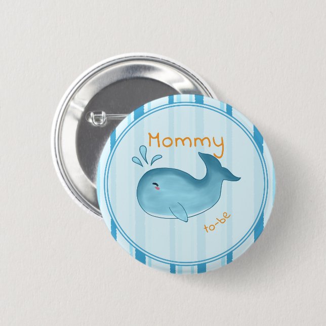 Badge Rond 5 Cm Cute Whale Baby Shower Mommy-to-be (Devant & derrière)