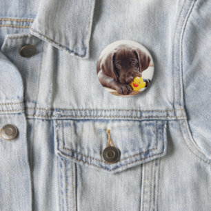 Badge Rond 5 Cm Cutest Baby Animals Chocolate Labrador Puppy