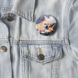 Badge Rond 5 Cm Cutest Baby Animals   Red-haired Chihuahua Dog
