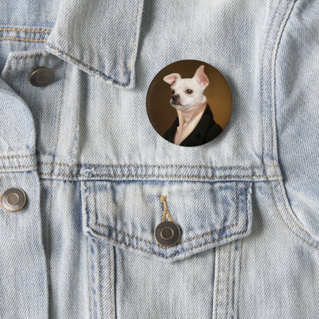 Badge Rond 5 Cm Cutest Baby Animals | Royal Chihuahua Portrait (En situation)
