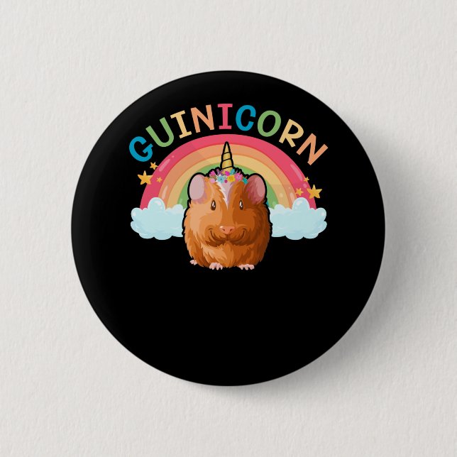 Badge Rond 5 Cm CuteUnicorn Guinée fille porc (Devant)