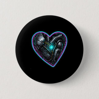 Badge Rond 5 Cm Cyberpunk Heart Valentine Pulse 