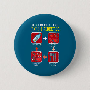 Badge Rond 5 Cm Cycle de vie drôle de diabétique de type 1 Drôle d