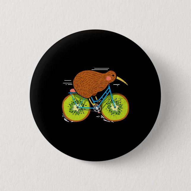 Badge Rond 5 Cm Cycle New Zealand Funny Kiwi On A Bicycle Design I (Devant)