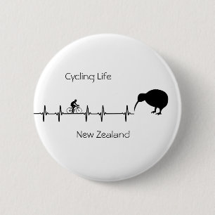 Badge Rond 5 Cm Cycling Life, Nouvelle-Zélande personnalisable