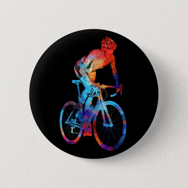 Badge Rond 5 Cm Cyclisme route vélo aquarelle peinture (Devant)
