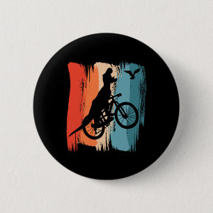 Badge Rond 5 Cm Cyclisme T-rex Dinosaure VTT Dino Riding