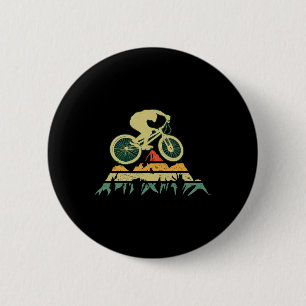 Badge Rond 5 Cm Cycliste de VTT Vintage Silhouette Biker Cycliste