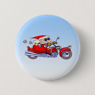 Badge Rond 5 Cm Cycliste Père Noël
