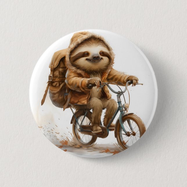 Badge Rond 5 Cm Cycliste souriant (Devant)