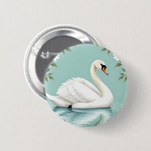 Cygne blanc élégant floral bleu