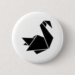 Badge Rond 5 Cm Cygne d'origami
