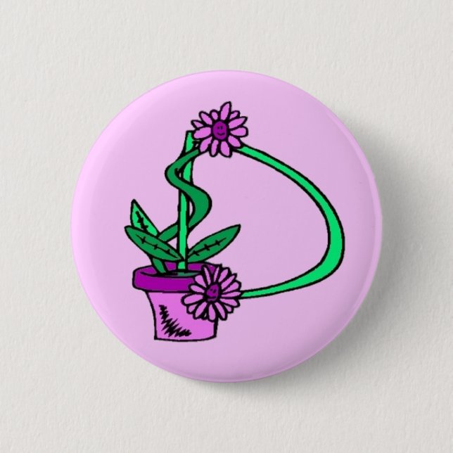 Badge Rond 5 Cm D - Bouton Monogramme Fleurs (Devant)
