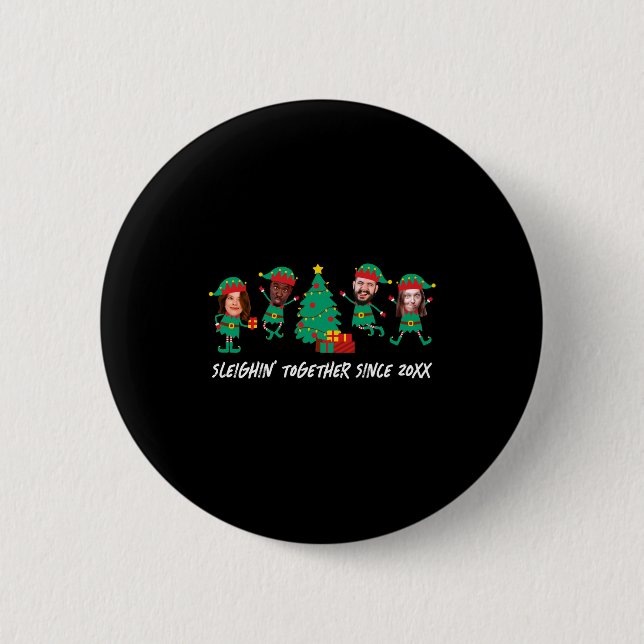 Badge Rond 5 Cm D Funny Face Photo Christmas Elf  (Devant)