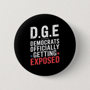Badge Rond 5 Cm D.o.g.e Doge Satire du gouvernement Drapeau améric
