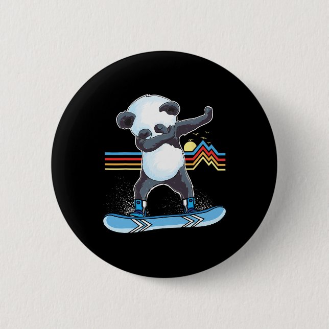 Badge Rond 5 Cm Dab Dance Panda Snowboard Ski Dabbing Panda (Devant)