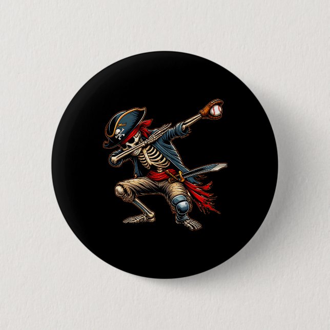 Badge Rond 5 Cm Dab Skeleton Dabbing Skeleton Pirate Baseball (Devant)