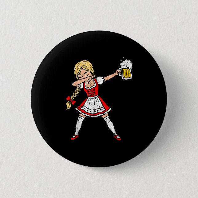 Badge Rond 5 Cm Dabbing Allemande Femmes Lederhosen Boire Bière (Devant)