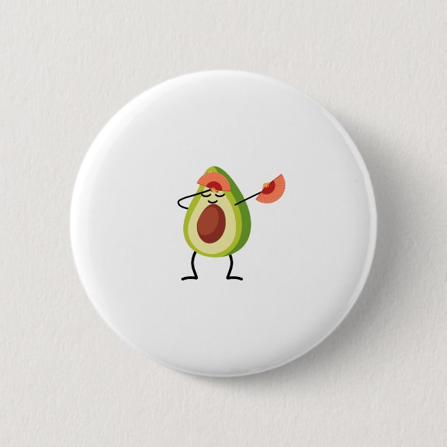 Badge Rond 5 Cm Dabbing Avocado Chinese Dance design (Devant)