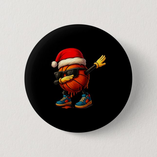 Badge Rond 5 Cm Dabbing Basketball Sungles Funny Christmas Tee Boy (Devant)