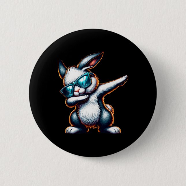 Badge Rond 5 Cm Dabbing Bunny Funny Bunny de Pâques (Devant)