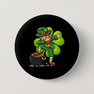 Badge Rond 5 Cm Dabbing Leprechaun Avec Clover St Patrick's Day
