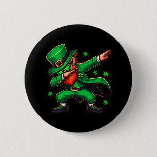Badge Rond 5 Cm Dabbing Leprechaun Drôle Hommes Enfants Garçons St