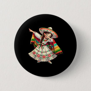 Badge Rond 5 Cm Dabbing Mexicain Poncho Sombrero Cinco De May