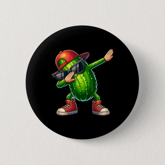 Badge Rond 5 Cm Dabbing Pickle Dancing Cucumber Lover Drôle Pickle (Devant)