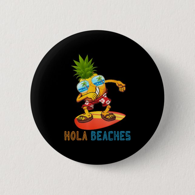 Badge Rond 5 Cm Dabbing Pineapples Sungles - Plages de Hola été (Devant)