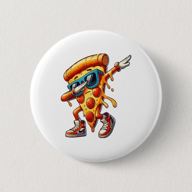 Badge Rond 5 Cm Dabbing Pizza Slice Fun Graphic Tee for Food Lover (Devant)