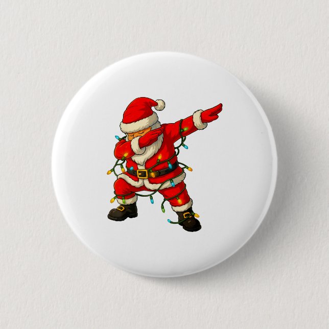 Badge Rond 5 Cm Dabbing Santa Shirt Xmas Lights Girls Boys Kids Ch (Devant)