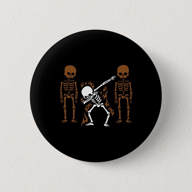 Badge Rond 5 Cm Dabbing Skeleton Dab Dance Halloween Cadeau (Devant)