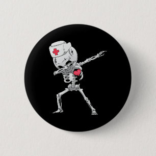Badge Rond 5 Cm Dabbing Skeleton Nurse X-ray Halloween T Shirt Dab