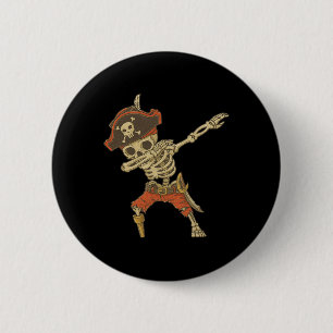 Badge Rond 5 Cm Dabbing Skeleton Pirate Halloween Jolly roger pour