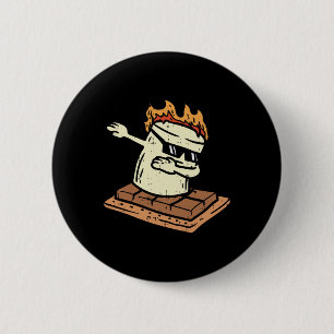 Badge Rond 5 Cm Dabbing Smore Marshmallow Mignon Dab Danse Camping