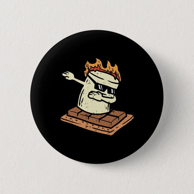Badge Rond 5 Cm Dabbing Smore Marshmallow Mignon Dab Danse Camping (Devant)