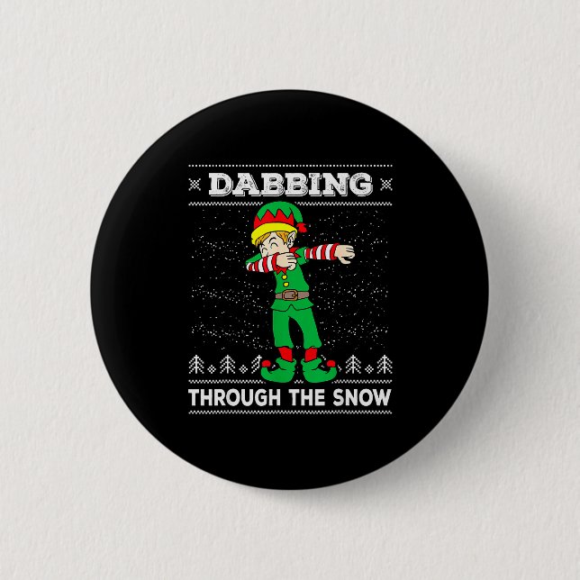 Badge Rond 5 Cm Dabbing Through The Snow Elf Dab Ugly Christmas Sw (Devant)