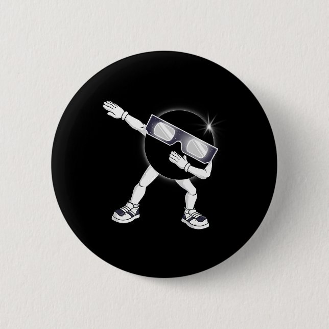 Badge Rond 5 Cm Dabbing Total Solar Eclipse 2024 Totality Dab Kids (Devant)