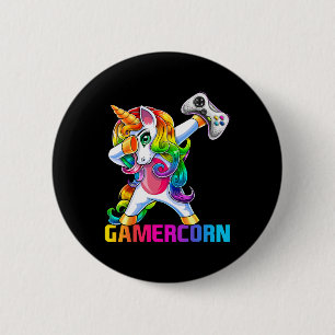 Badge Rond 5 Cm Dabbing Unicorn contrôleur de jeu vidéo Gamer Girl