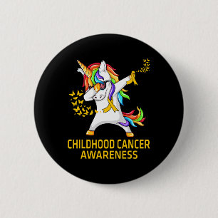 Badge Rond 5 Cm Dabbing Unicorn Enfance Cancer Awareness Guerrier