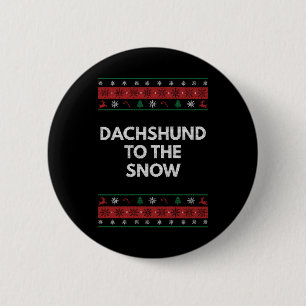 Badge Rond 5 Cm Dachshund à l'Amoureux des chiens de Noël de neige