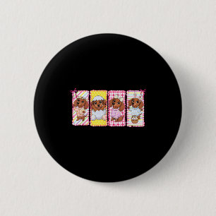 Badge Rond 5 Cm Dachshund Arc-en-ciel Lapin Joyeuses Pâques Wiener