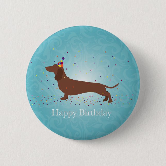 Badge Rond 5 Cm Dachshund - Bonne conception d'anniversaire (Devant)