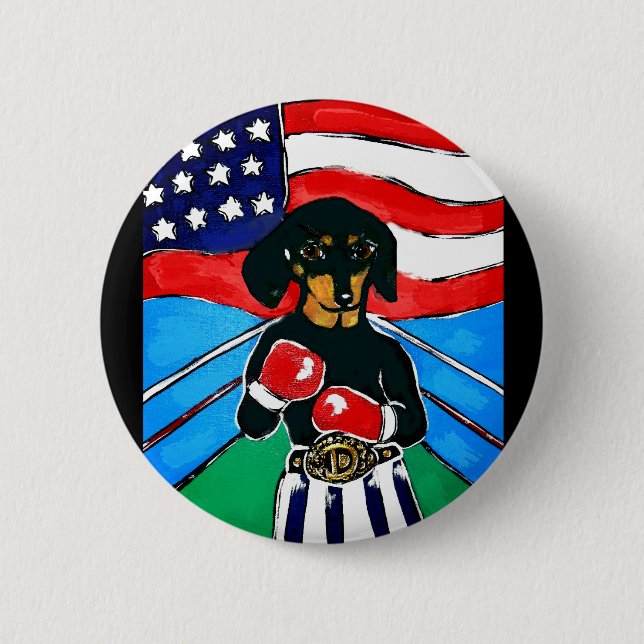 Badge Rond 5 Cm Dachshund Boxer (Devant)